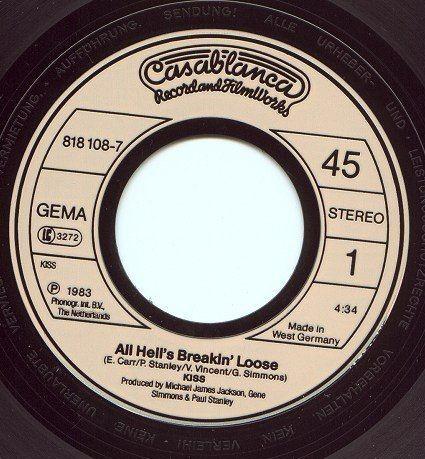Kiss - All Hell's Breakin' Loose - 7 Inch