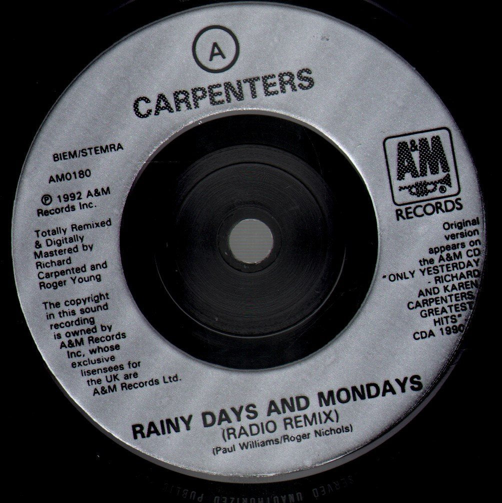 Carpenters - Rainy Days And Mondays - 7 Inch
