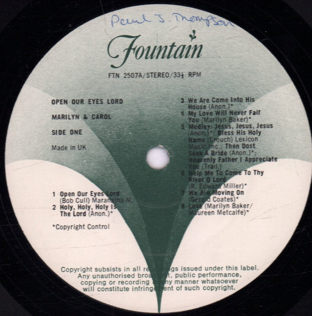 Marilyn & Carol - Open Our Eyes Lord Worship Songs With Marilyn & Carol - Lp