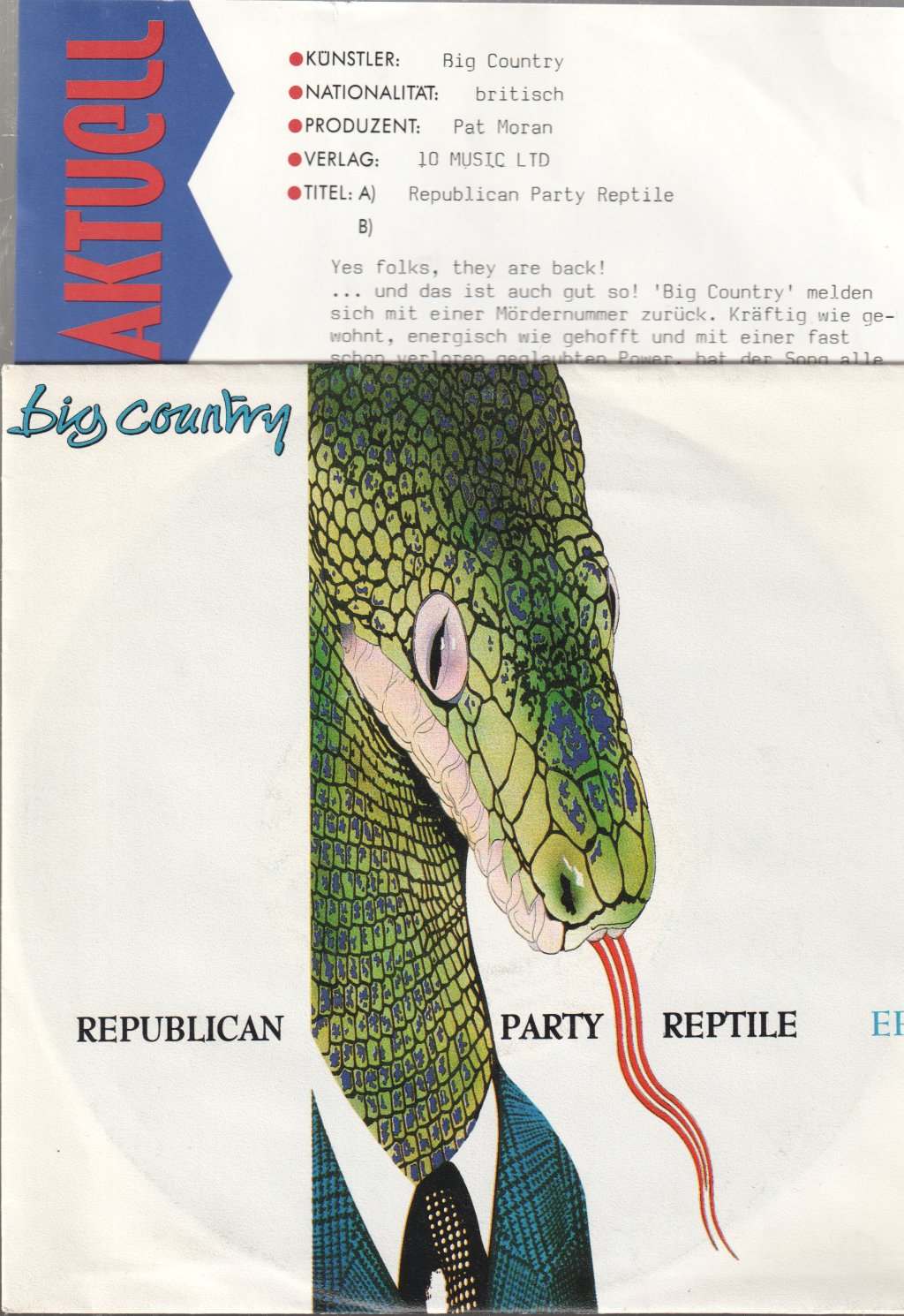 Big Country - Republican Party Reptile EP - 7 Inch