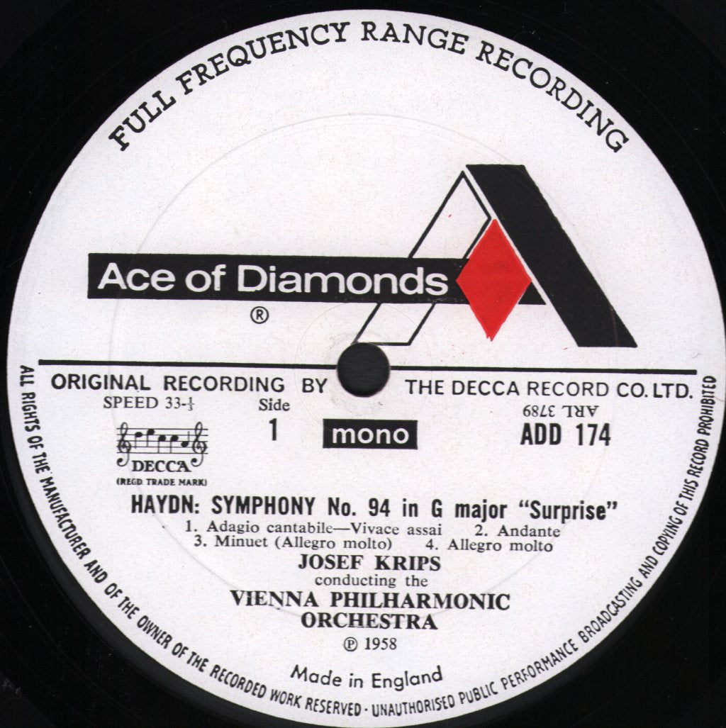 Josef Krips / Vienna Philharmonic Orchestra - Haydn - Symphonies No. 94 - "Surprise" & 99 - Lp
