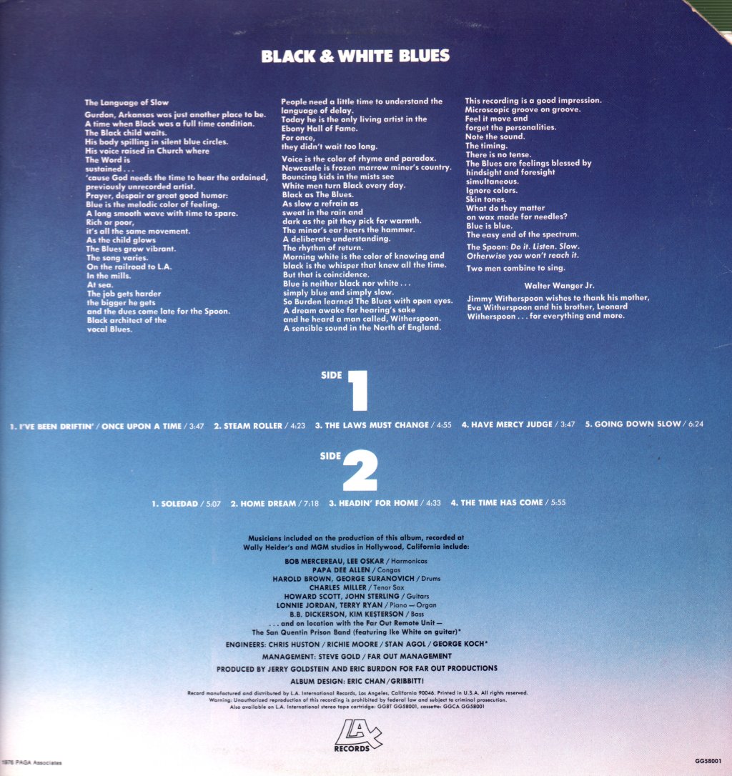 Eric Burdon And Jimmy Witherspoon - Black And White Blues - Lp