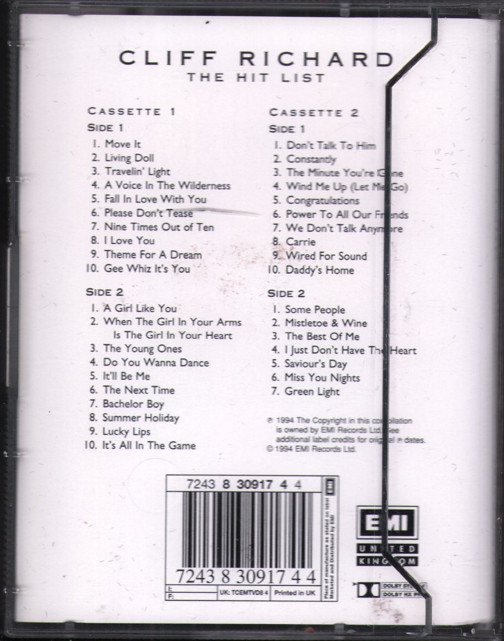 Cliff Richard - Hit List (The Best Of 35 Years) - Double Cassette