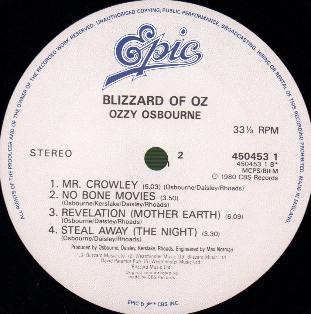 Ozzy Osbourne - Blizzard Of Ozz - Lp