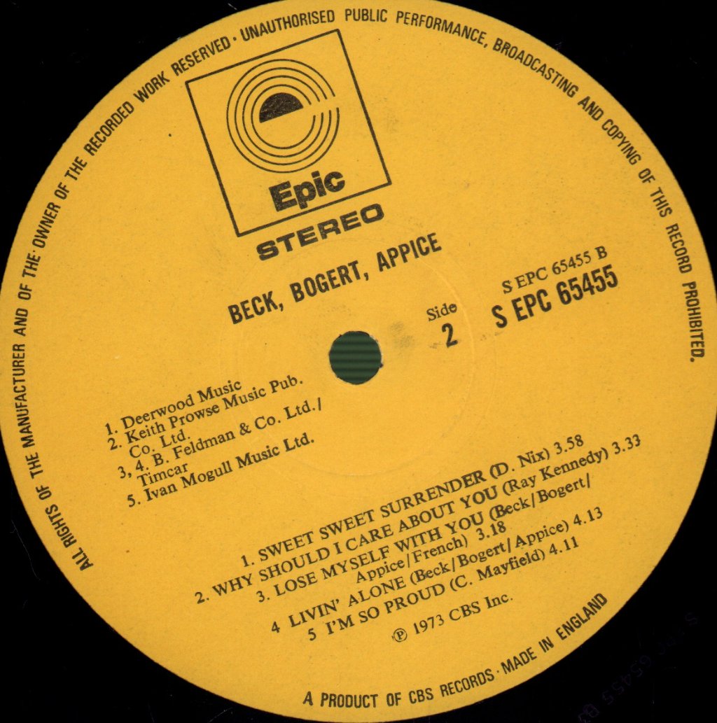 Beck Bogert And Appice - Beck Bogert And Appice - Lp