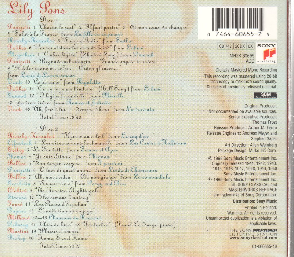 Lily Pons - Coloratura Assoluta - Double Cd