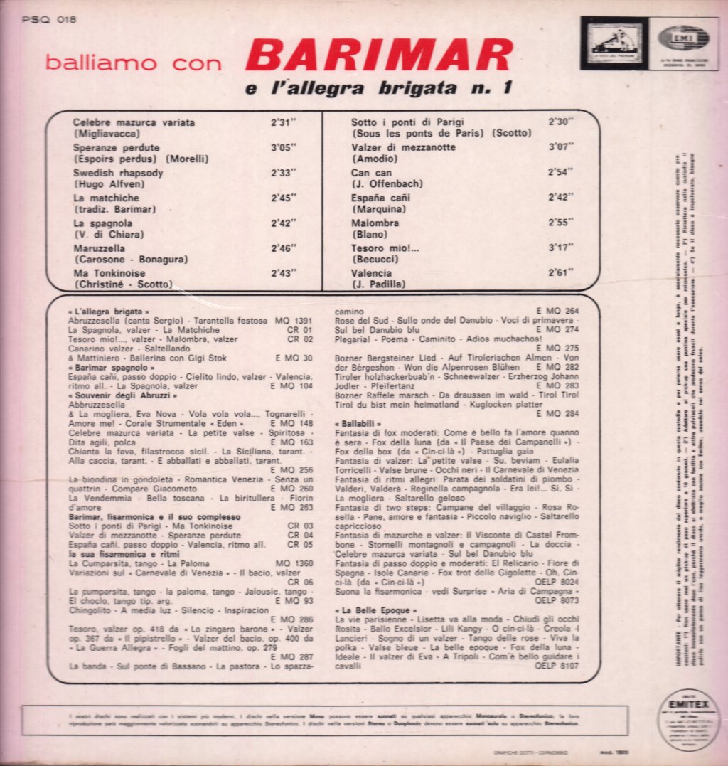 Mario Barimar - Balliamo Con Barimar E L'Allegra Brigata - Lp