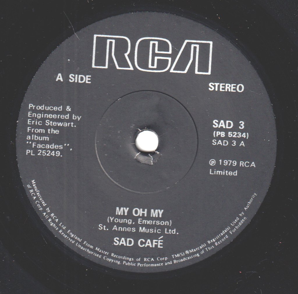 Sad Cafe - My Oh My - 7 Inch