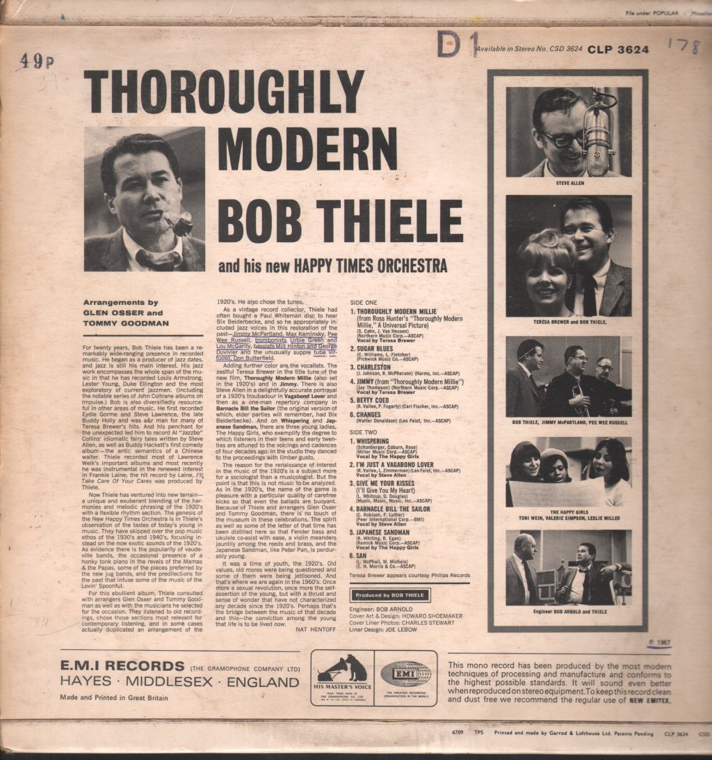 Bob Thiele And His New Happy Times Orchestra - Thoroughly Modern - Lp