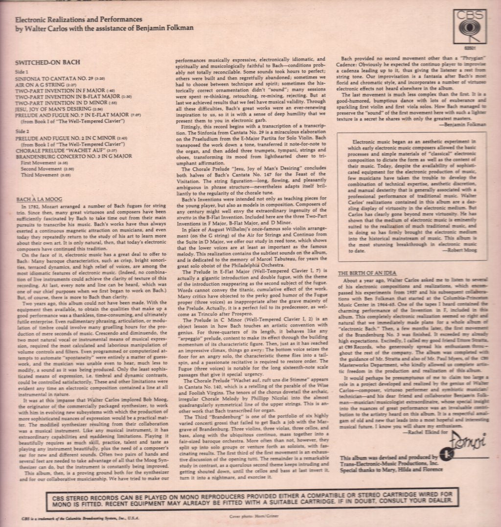 Walter Carlos - Switched On Bach - Lp