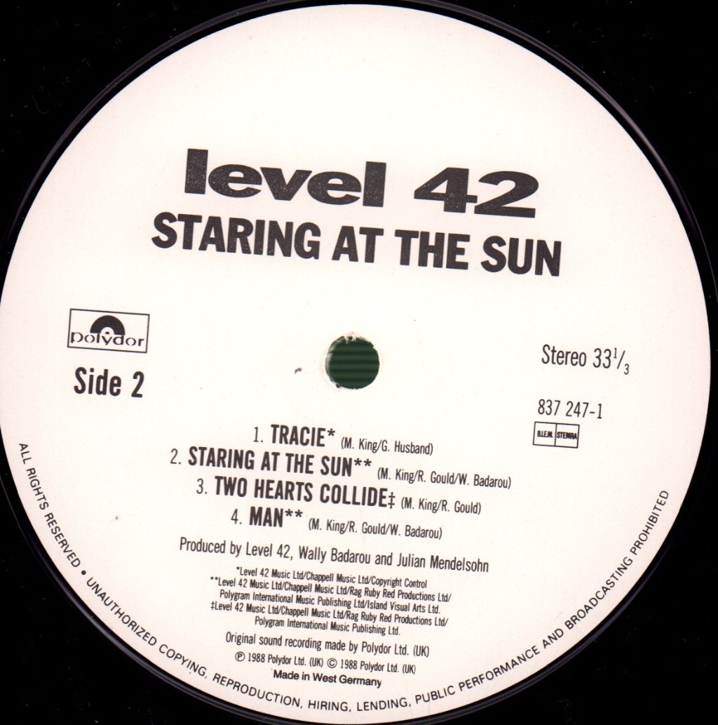 Level 42 - Staring At The Sun - Lp