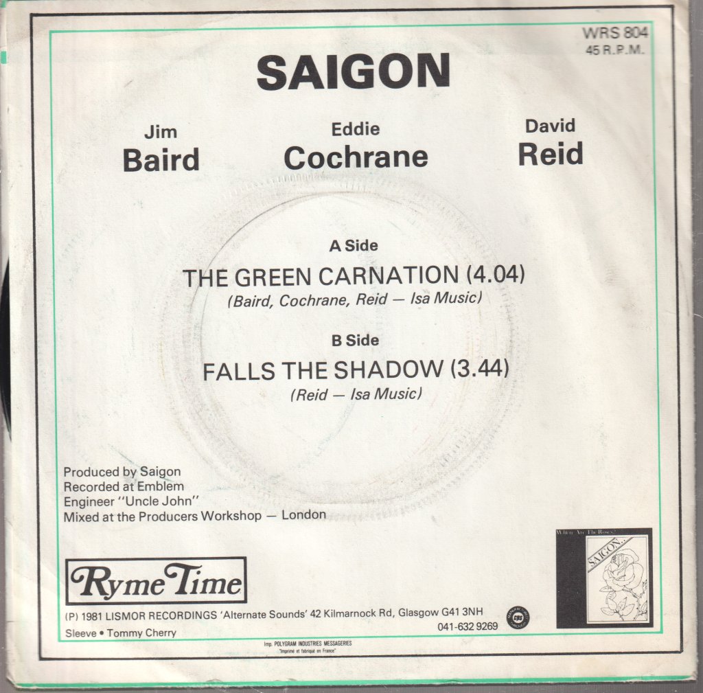 Saigon (Early 80'S New Wave Group) - Green Carnation - 7 Inch