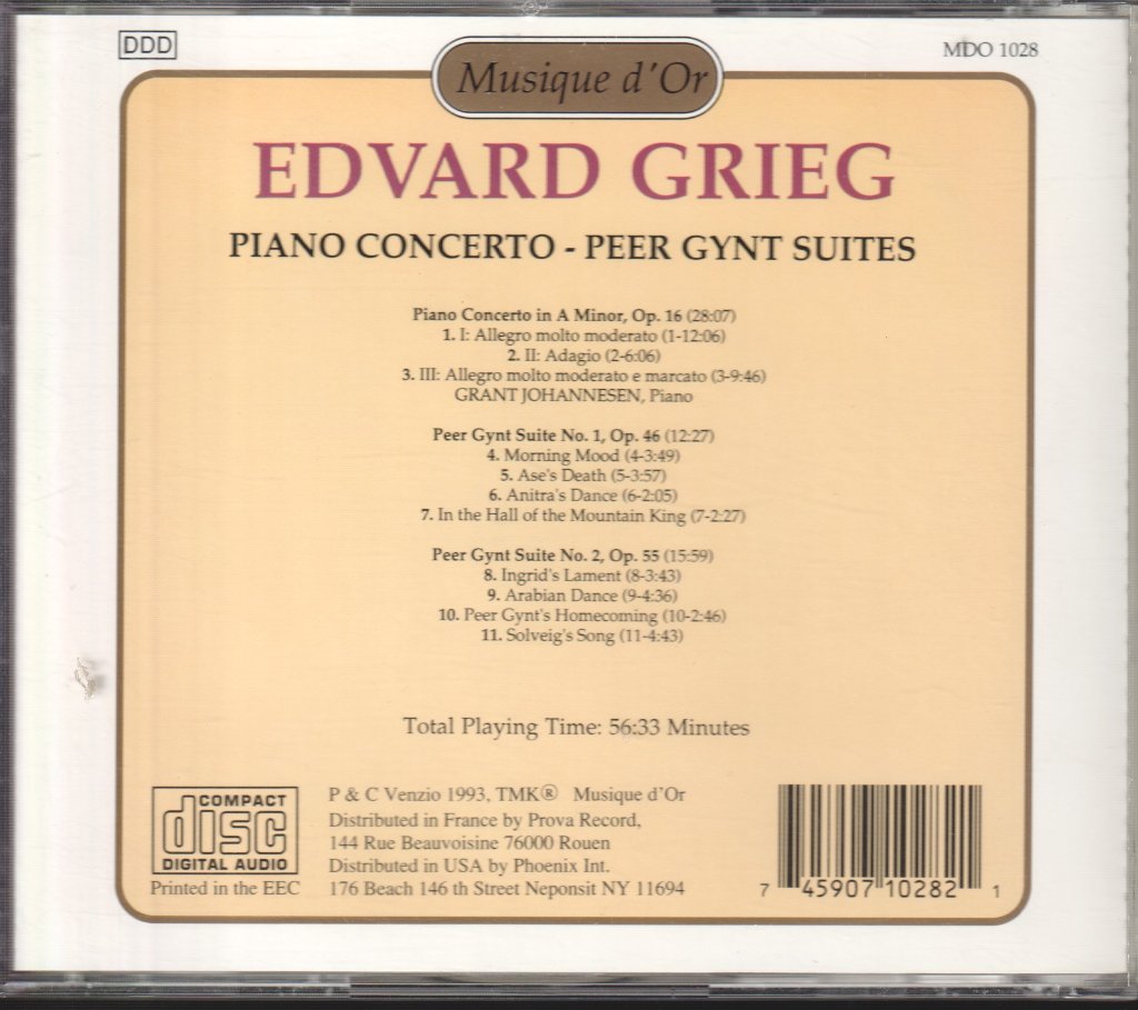 Edvard Grieg - Piano Concerto - Peer Gynt Suites - Cd