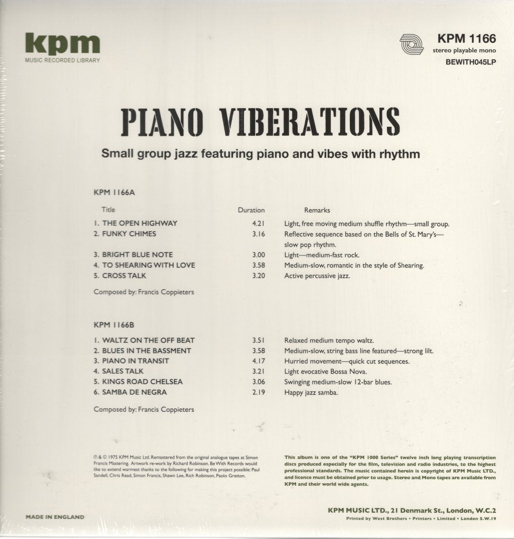 Francis Coppieters - Piano Viberations - Lp