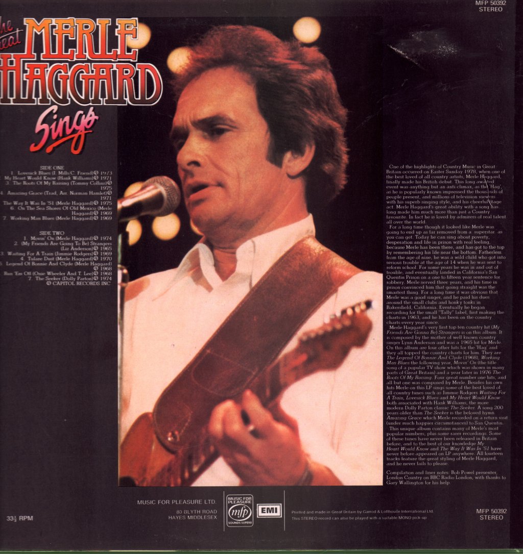 Merle Haggard - Great Merle Haggard Sings - Lp