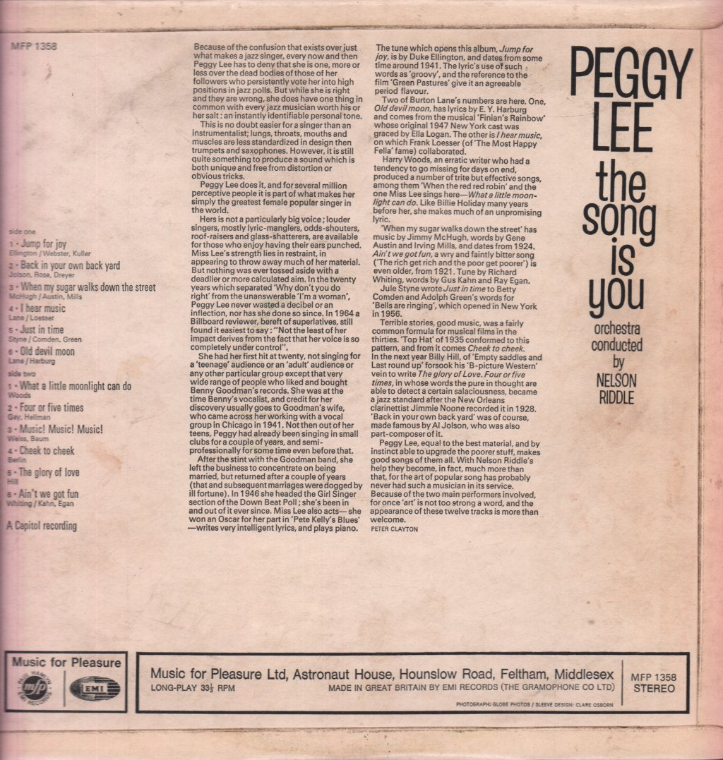 Peggy Lee - Song Is You - Lp