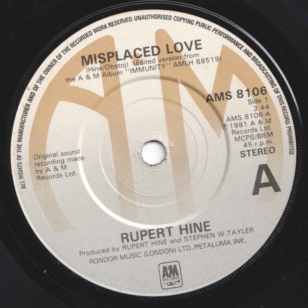 Rupert Hine - Misplaced Love - 7 Inch