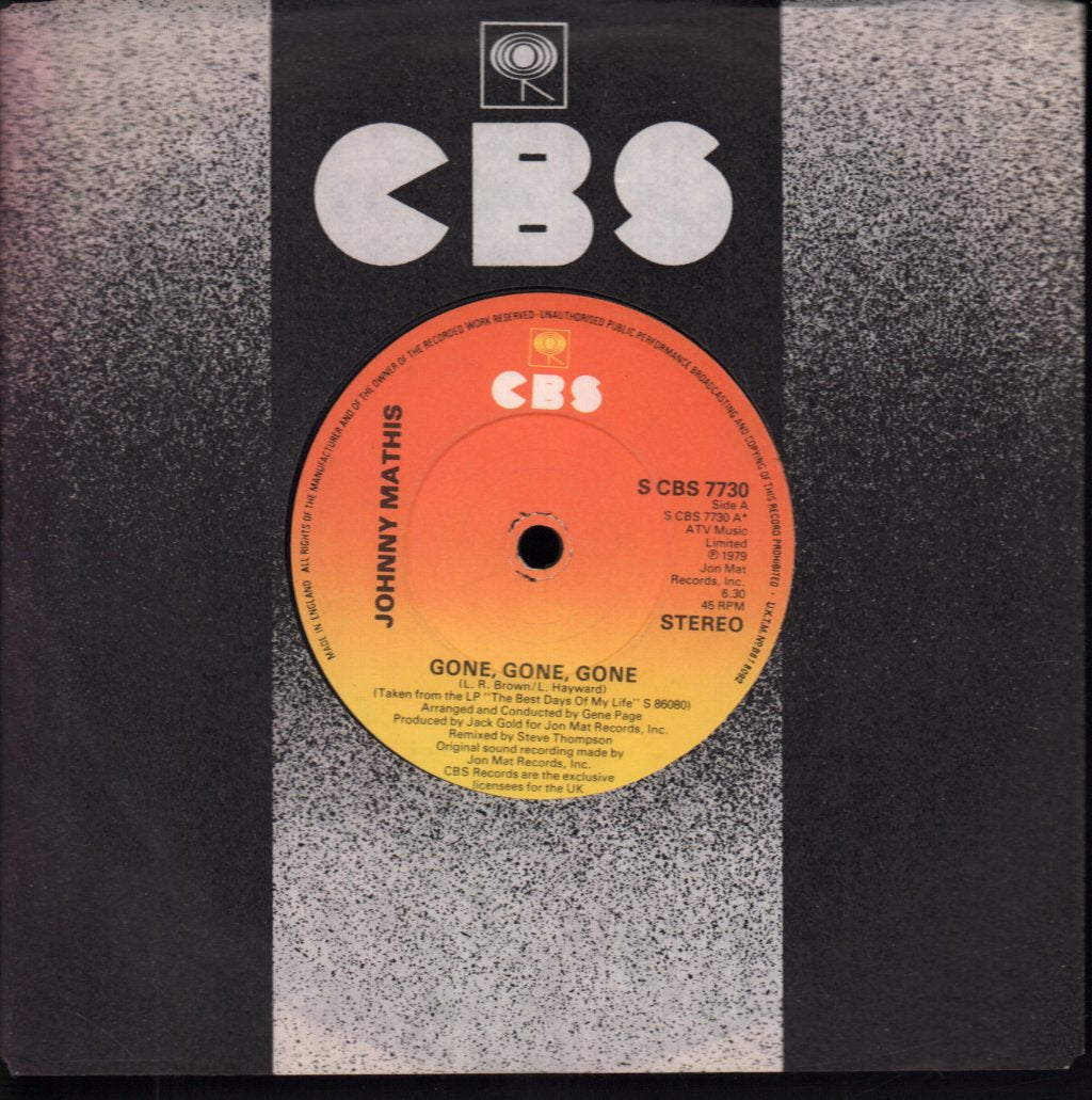 Johnny Mathis - Gone Gone Gone - 7 Inch