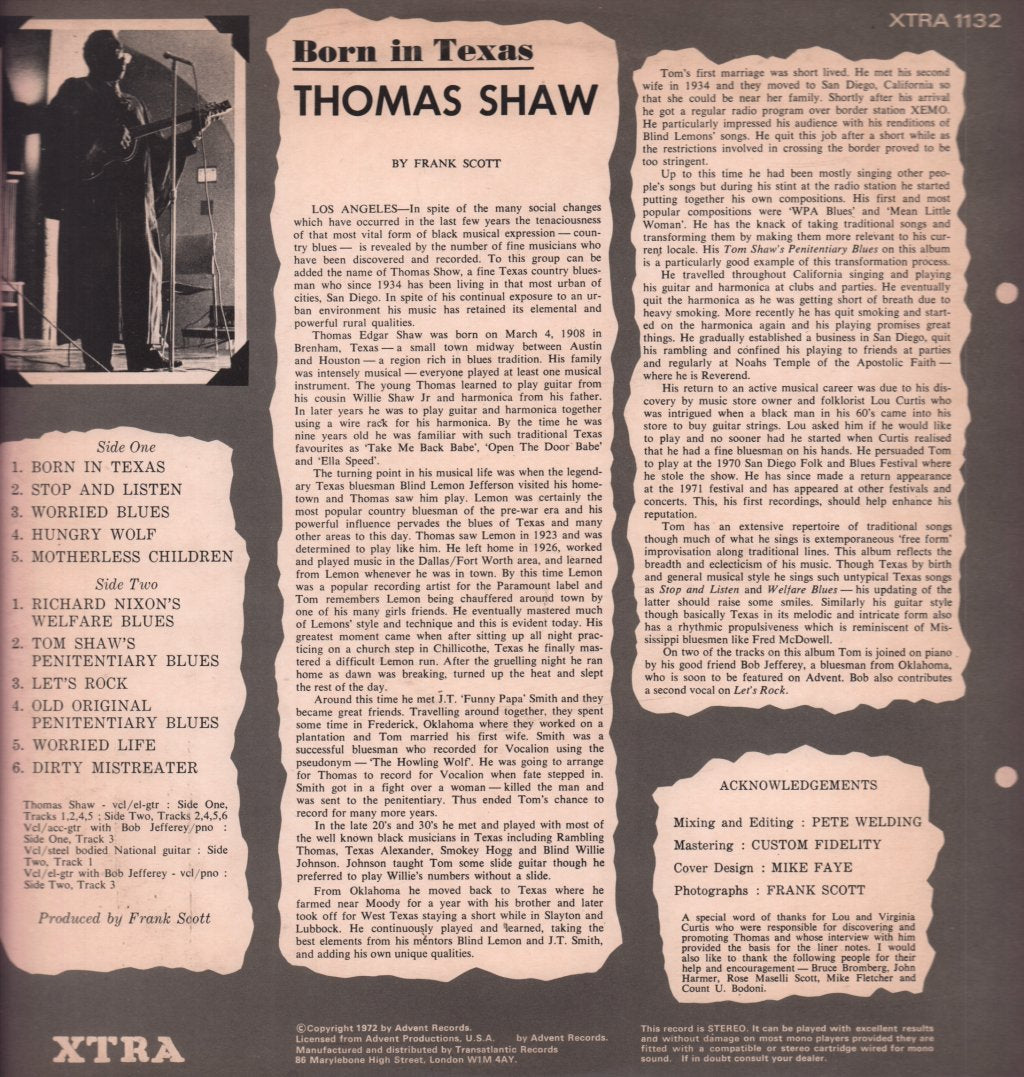 Tom Shaw - Born In Texas - Lp