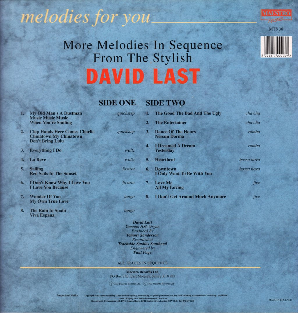 David Last - Melodies For You - Lp