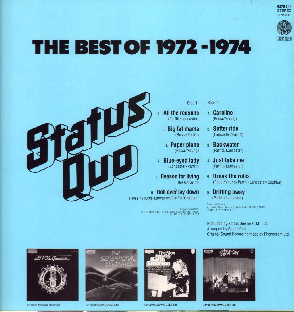 Status Quo - Best Of 1972-1974 - Lp
