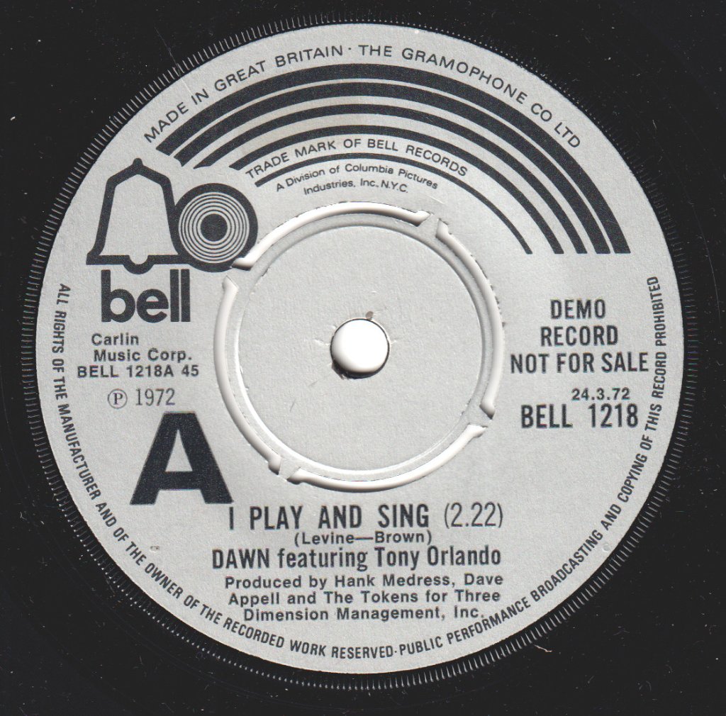 Dawn Featuring Tony Orlando - I Play And Sing - 7 Inch