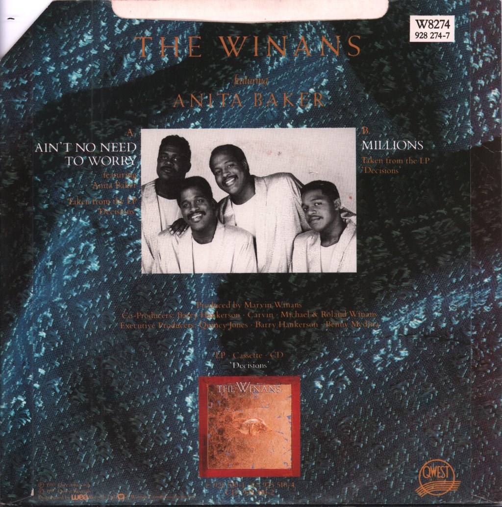 Winans Featuring Anita Baker - Ain't No Need To Worry - 7 Inch