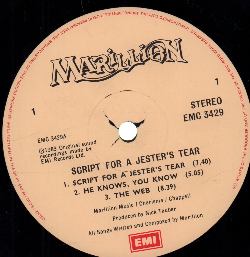 Marillion - Script For A Jester's Tear - Lp