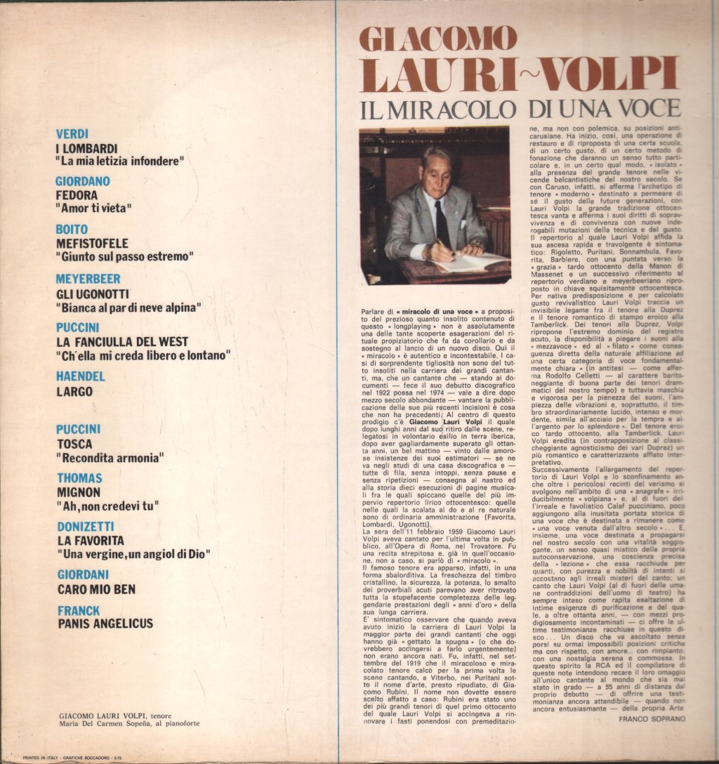 Giacomo Lauri-Volpi - Il Miracolo Di Una Voce - Lp