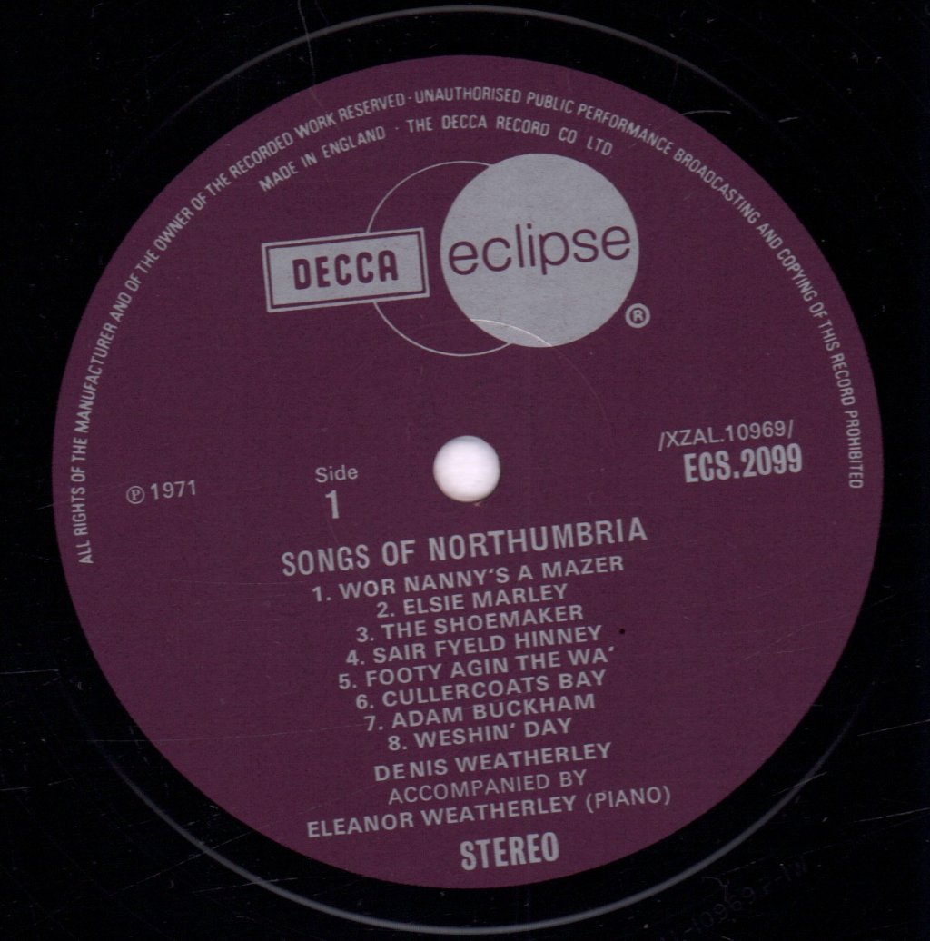 Denis Weatherley - Songs Of Northumbria - Lp