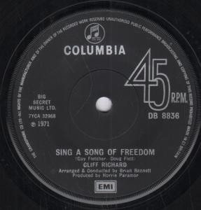 Cliff Richard - Sing A Song Of Freedom - 7 Inch