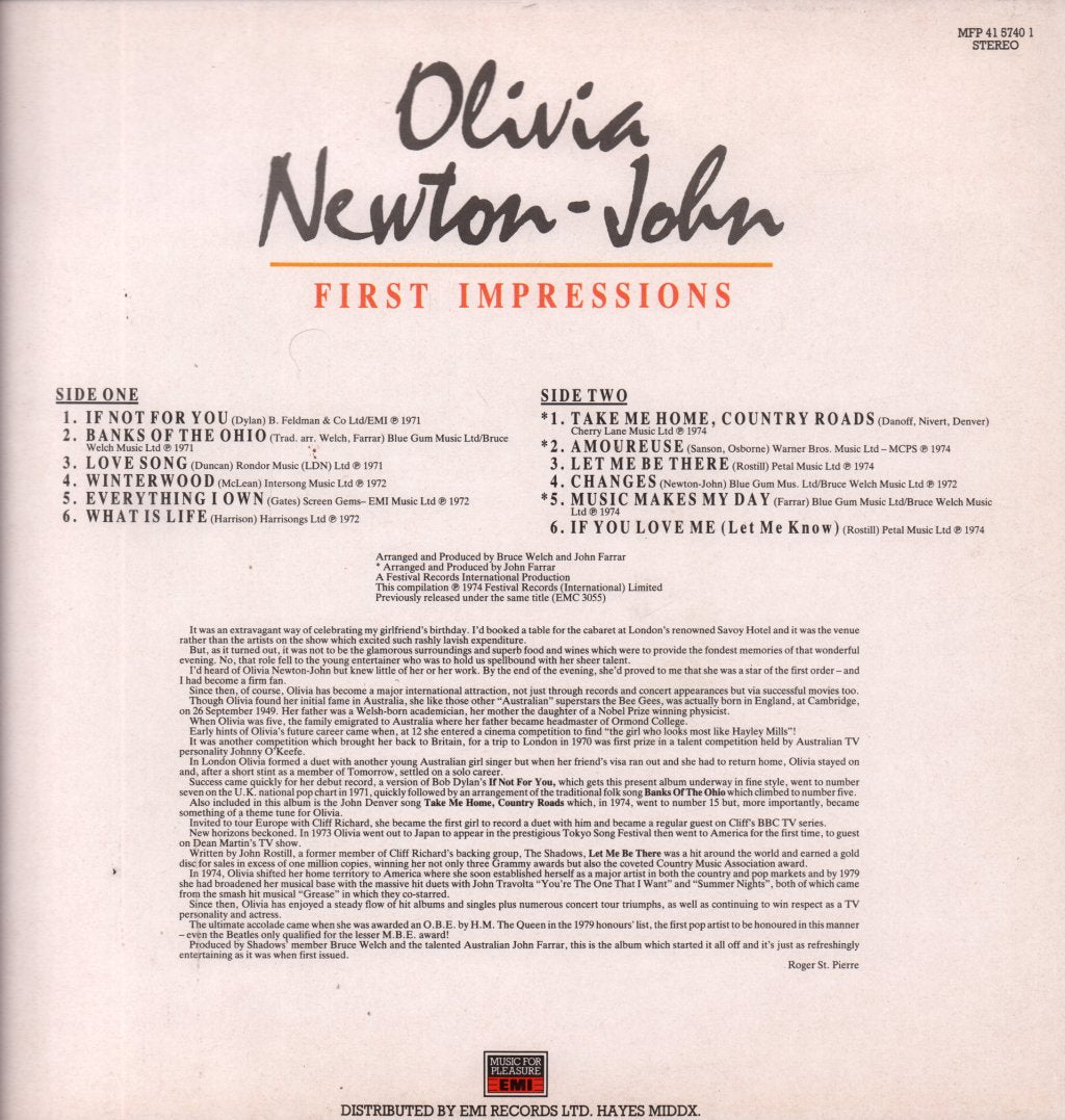 Olivia Newton John - First Impressions - Lp