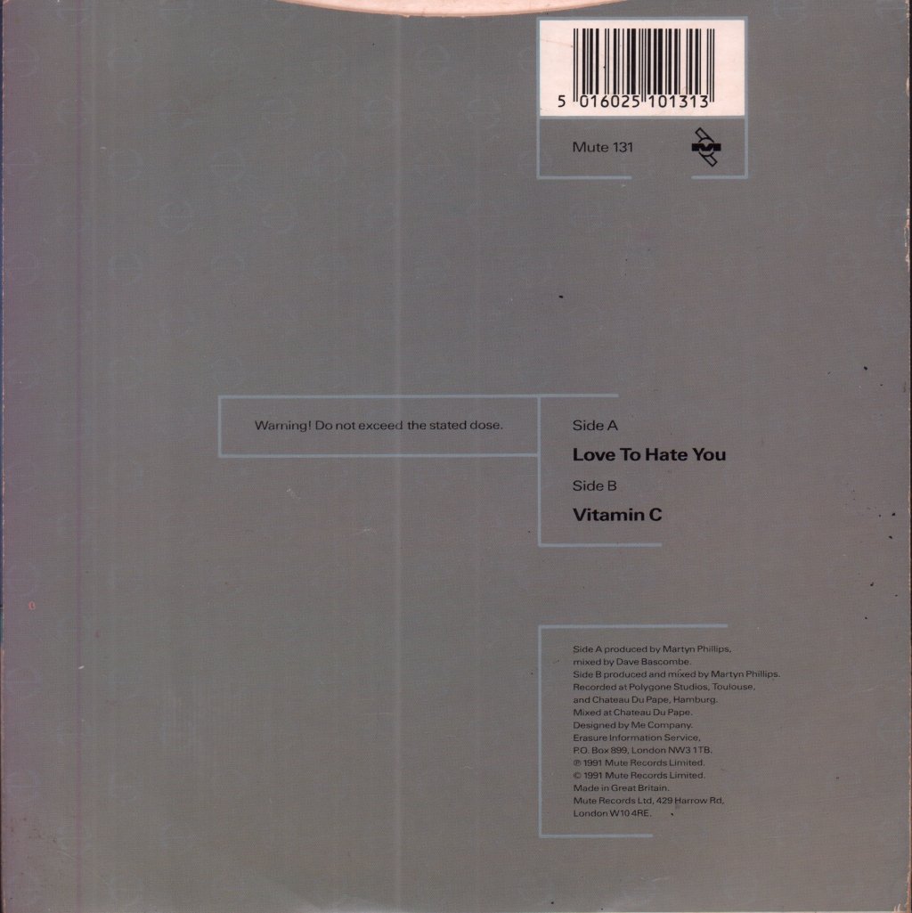 Erasure - Love To Hate You - 7 Inch