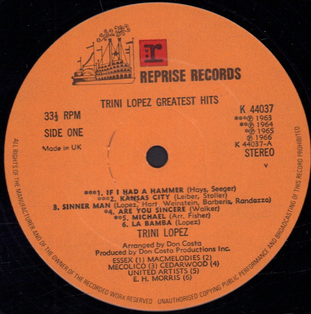 Trini Lopez - Greatest Hits! - Lp