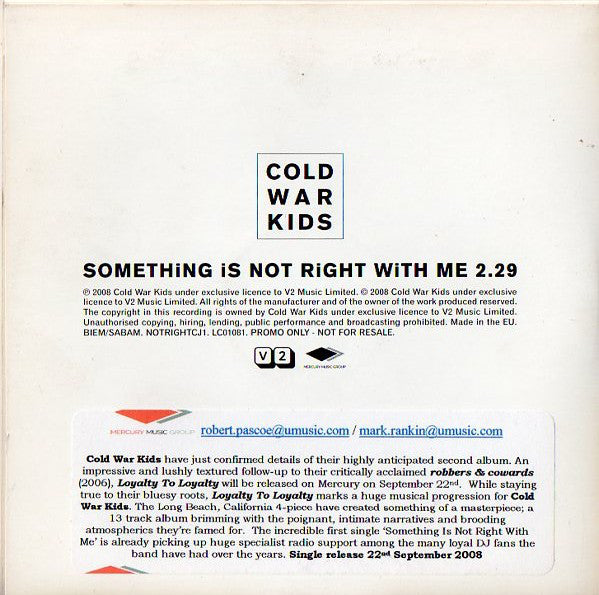 Cold War Kids - Something Is Not Right With Me - Cd
