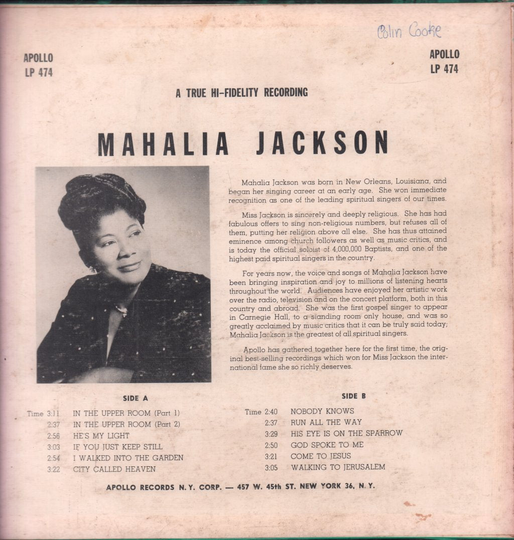 Mahalia Jackson - In The Upper Room With Mahalia Jackson - Lp