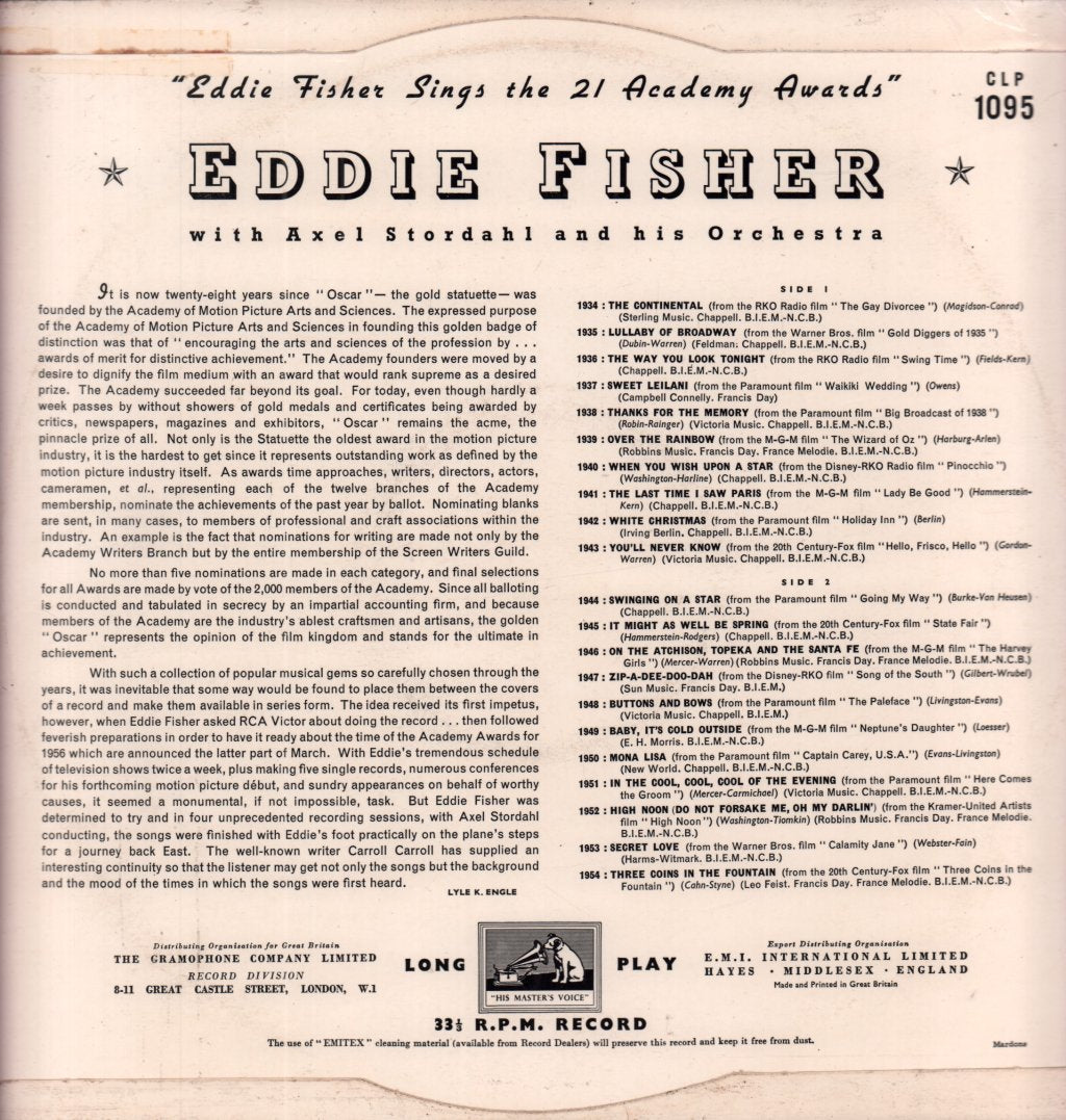 Eddie Fisher - Sings Academy Award Winning Songs - Lp