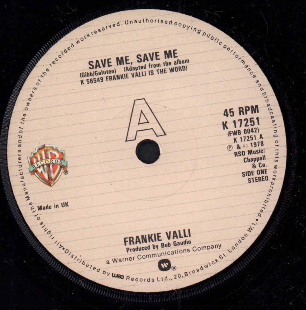 Frankie Valli - Save Me Save Me - 7 Inch