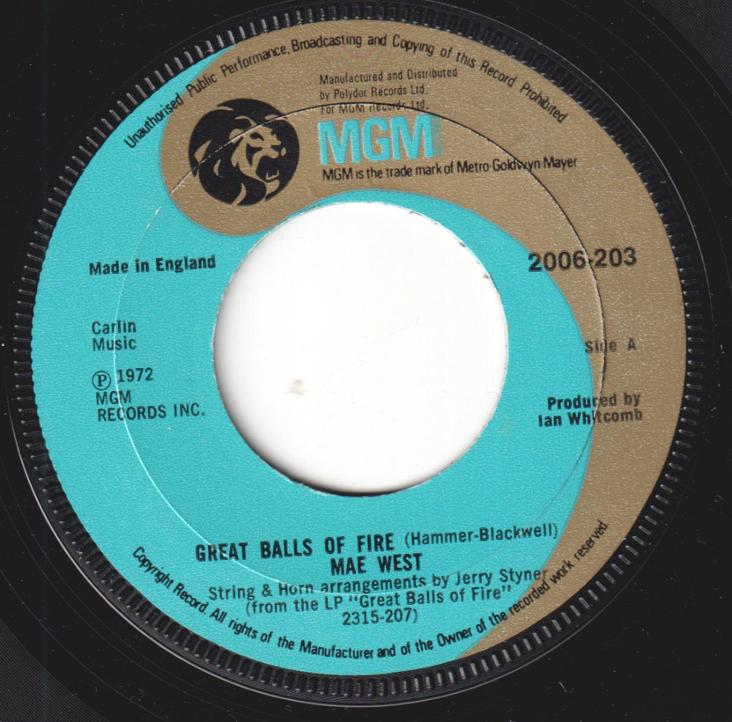 Mae West - Great Balls Of Fire - 7 Inch