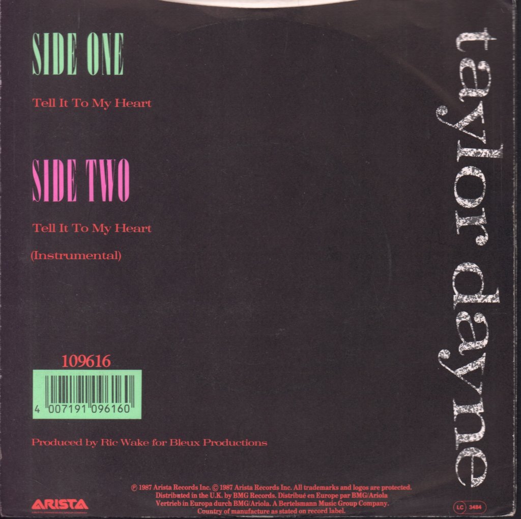 Taylor Dayne - Tell It To My Heart - 7 Inch