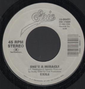 Exile (70'S Pop Group) - She's A Miracle - 7 Inch