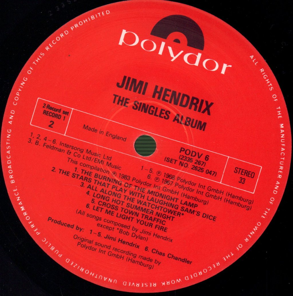 Jimi Hendrix - Singles Album - Double Lp