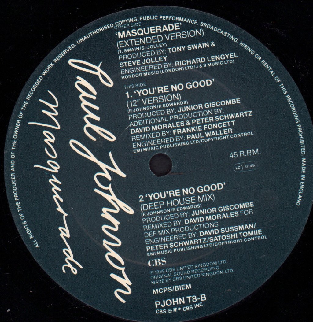 Paul Johnson - Masquerade - 12 Inch