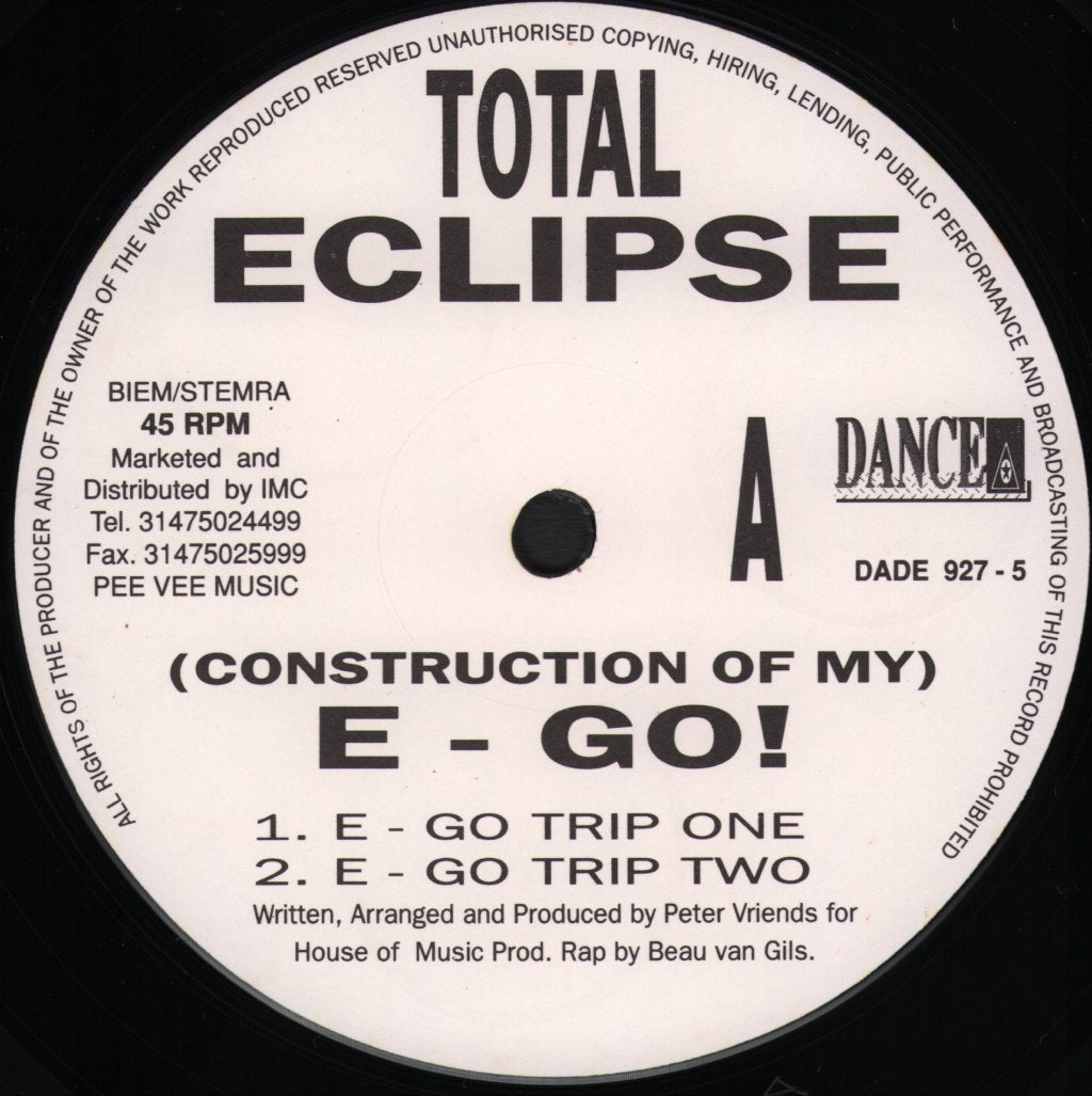 Total Eclipse (Techno) - (Construction Of My) E-Go ! - 12 Inch