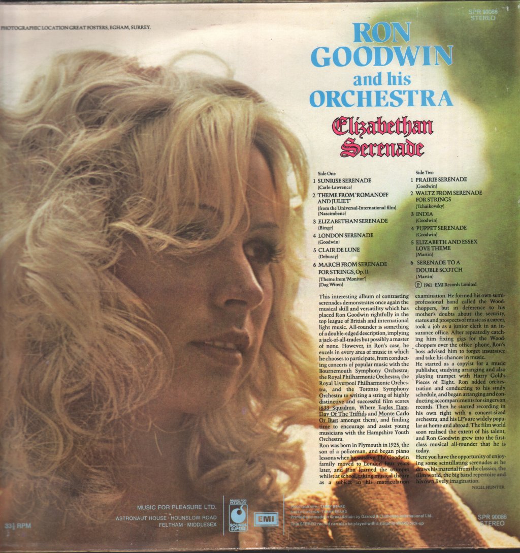Ron Goodwin And His Orchestra - Elizabethan Serenade - Lp
