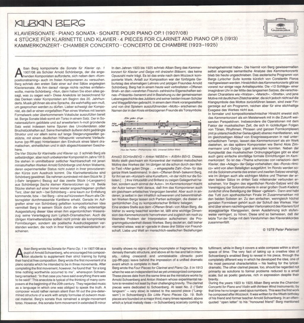 Daniel Barenboim / Pinchas Zukerman / Antony Pay / Ensemble Intercontemporain - Alban Berg - Kammerkonzert / Klaviersonate Op.1 - Lp