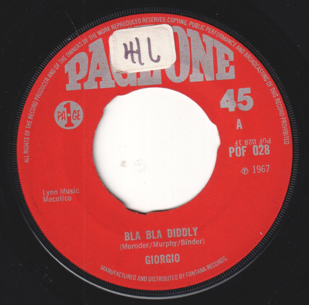 Giorgio Moroder - Bla Bla Diddly - 7 Inch