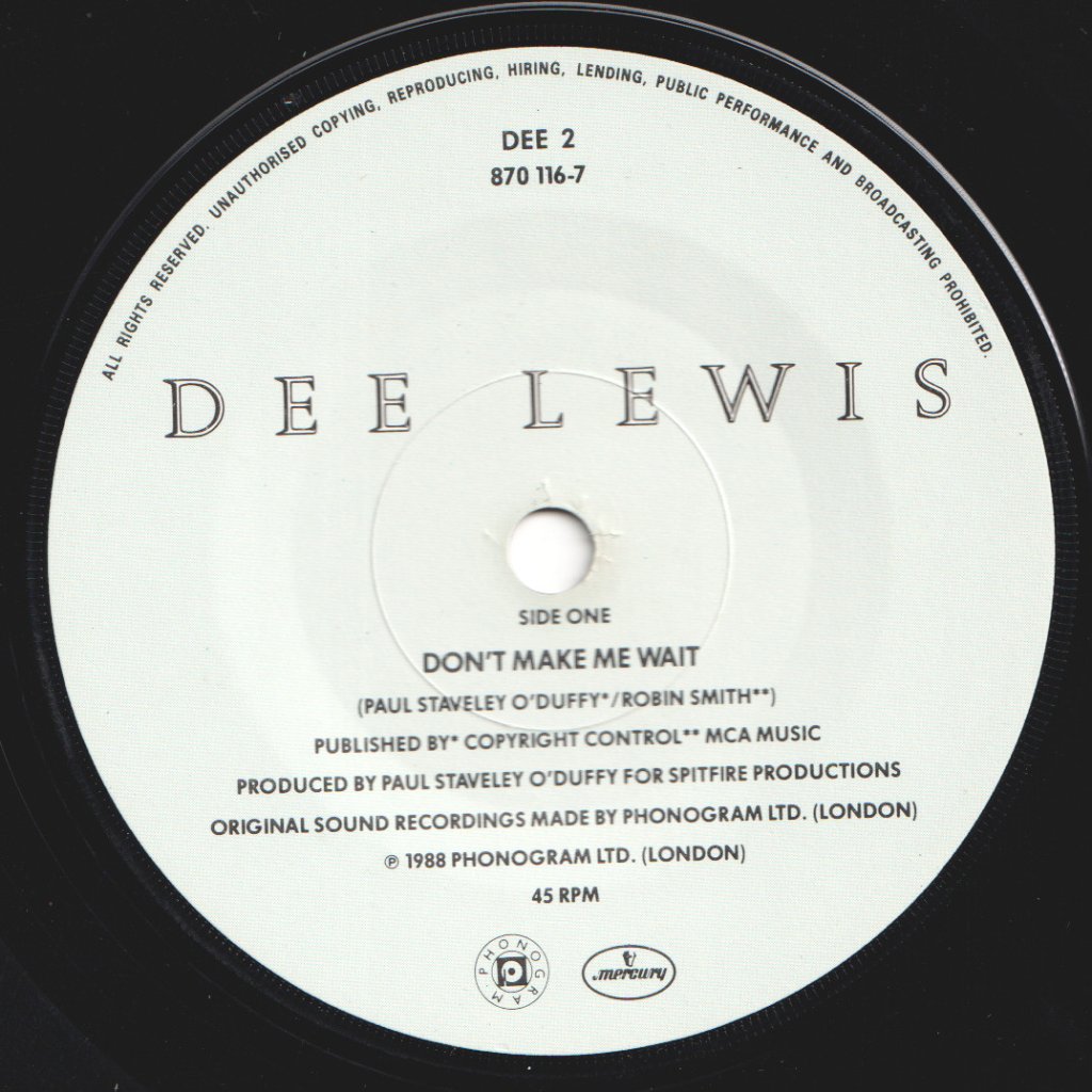 Dee Lewis - Don't Make Me Wait - 7 Inch