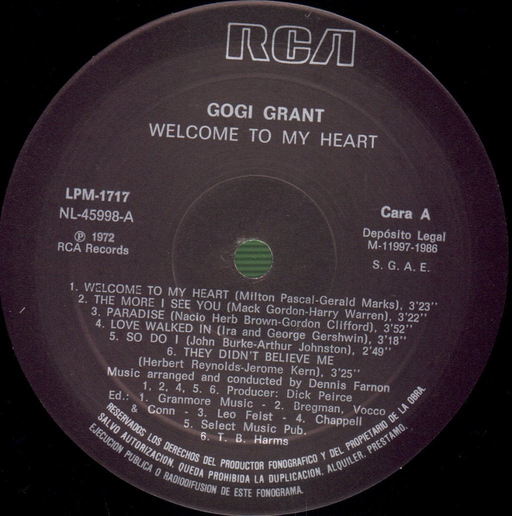 Gogi Grant - Welcome To My Heart - Lp