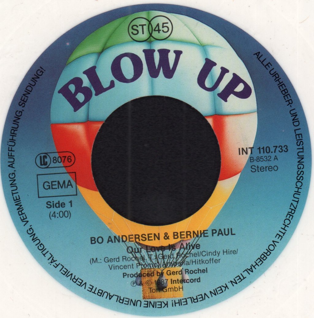 Bo Andersen & Bernie Paul - Our Love Is Alive - 7 Inch